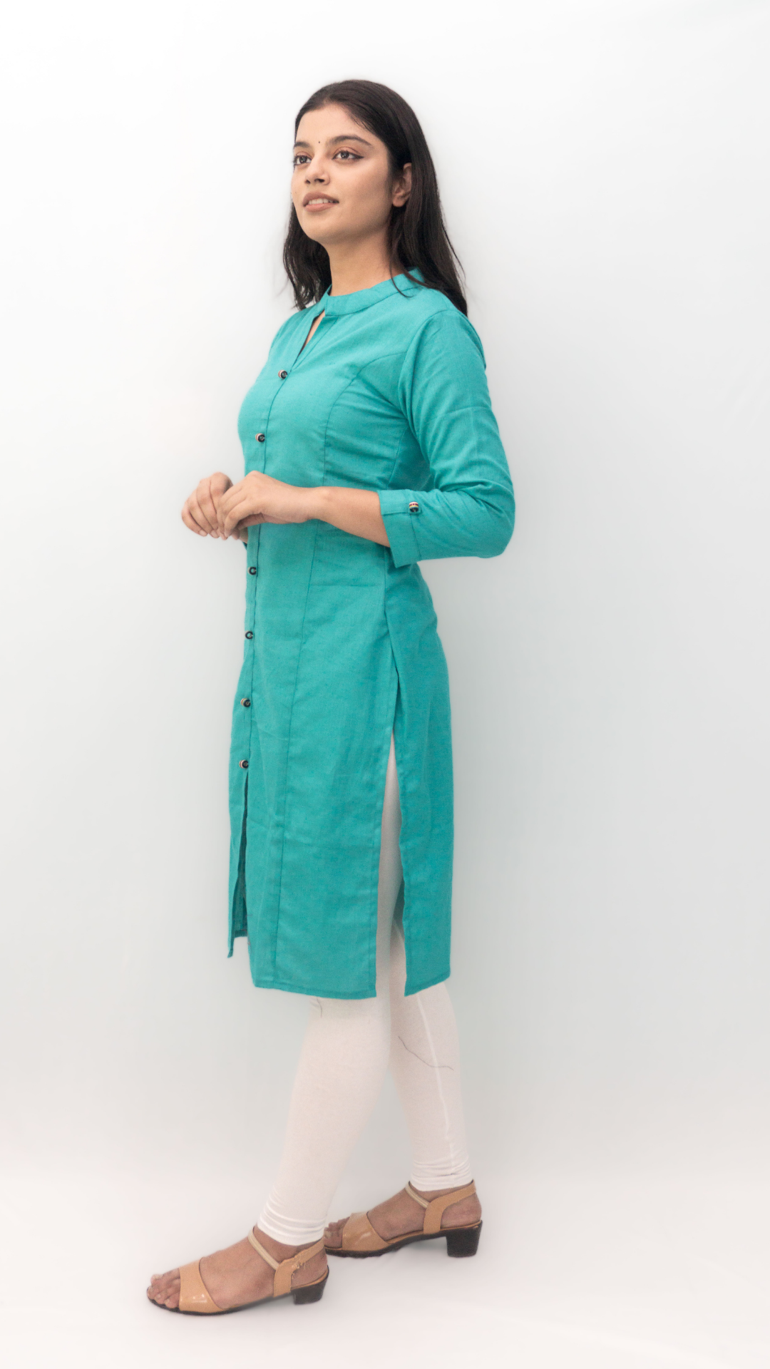 Anikrriti Cotton Teal Kurti - Anikrriti