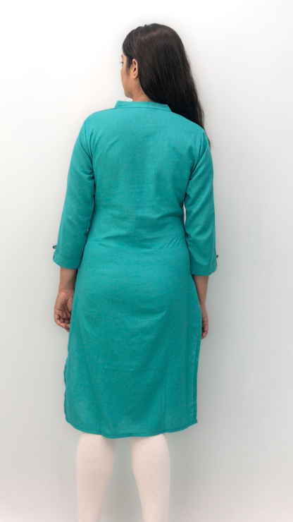 Anikrriti Cotton Teal Kurti - Anikrriti