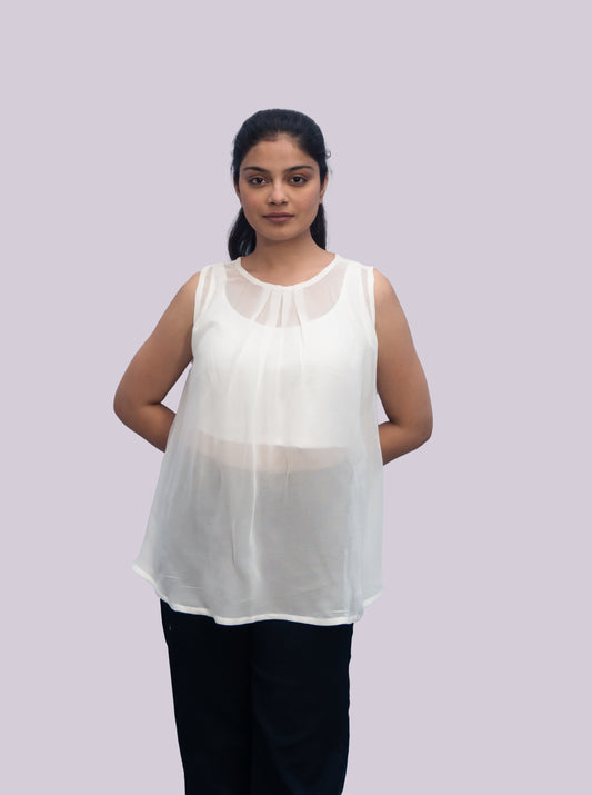 Anikrriti Chiffon White Top - Anikrriti