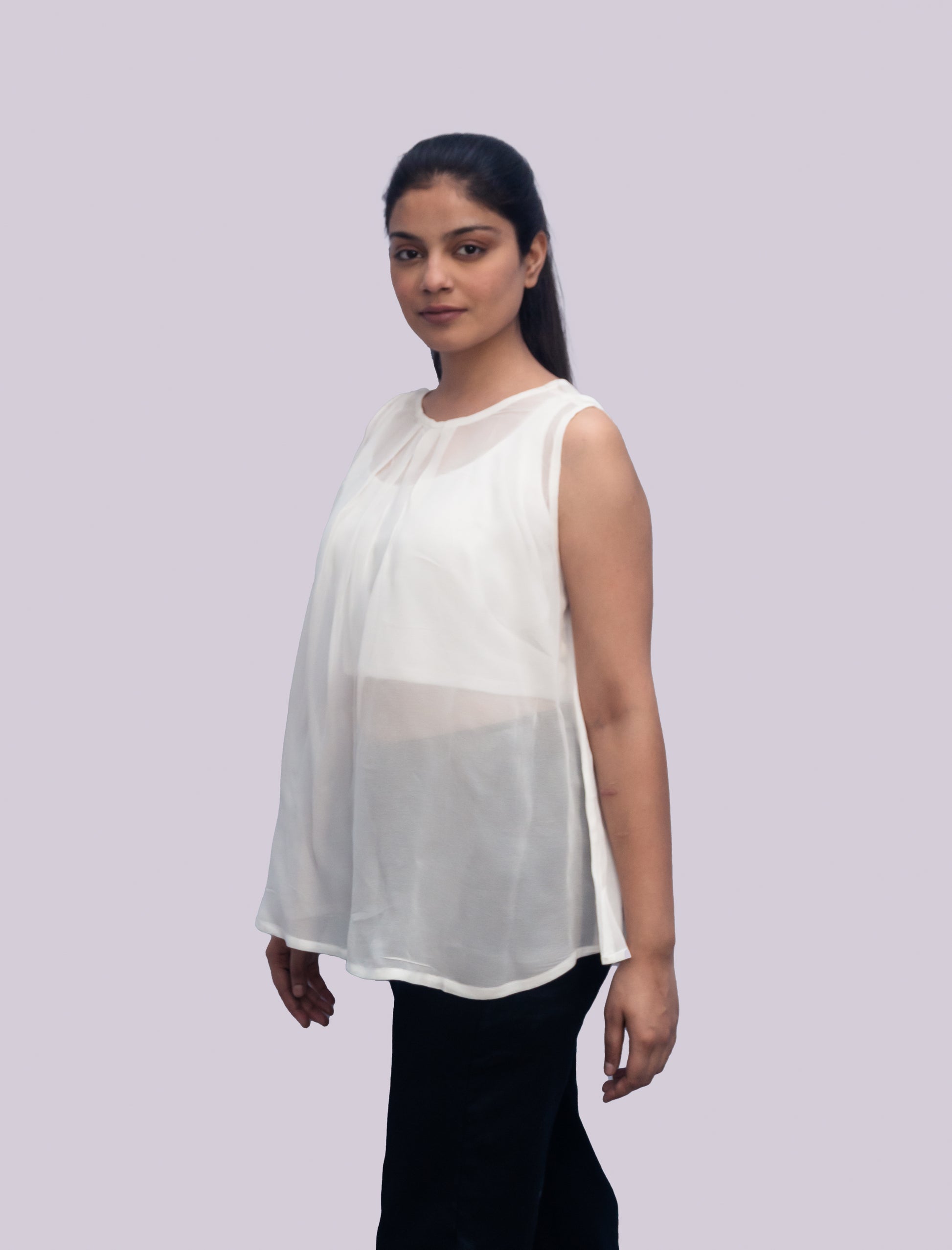 Anikrriti Chiffon White Top - Anikrriti