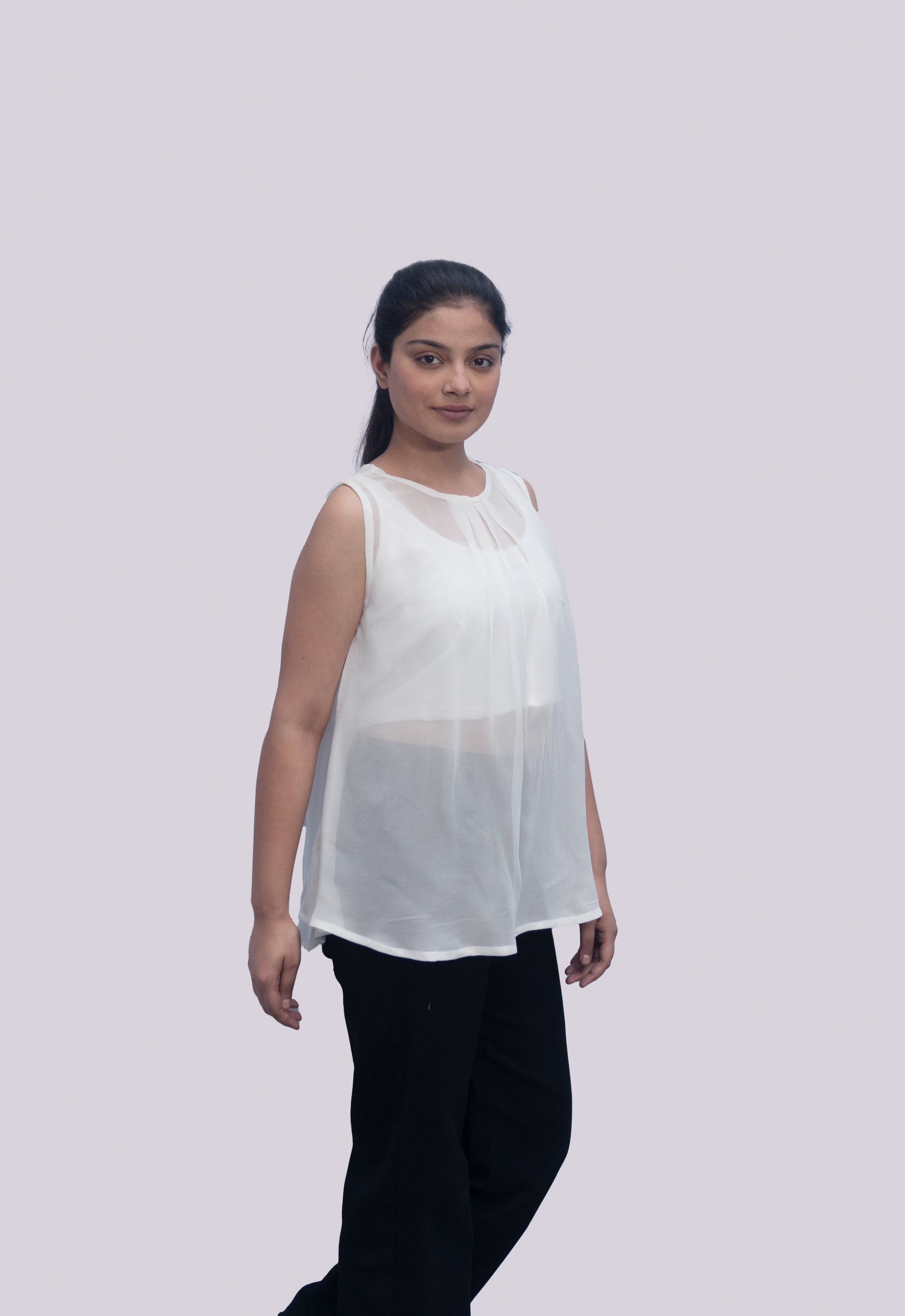 Anikrriti Chiffon White Top - Anikrriti