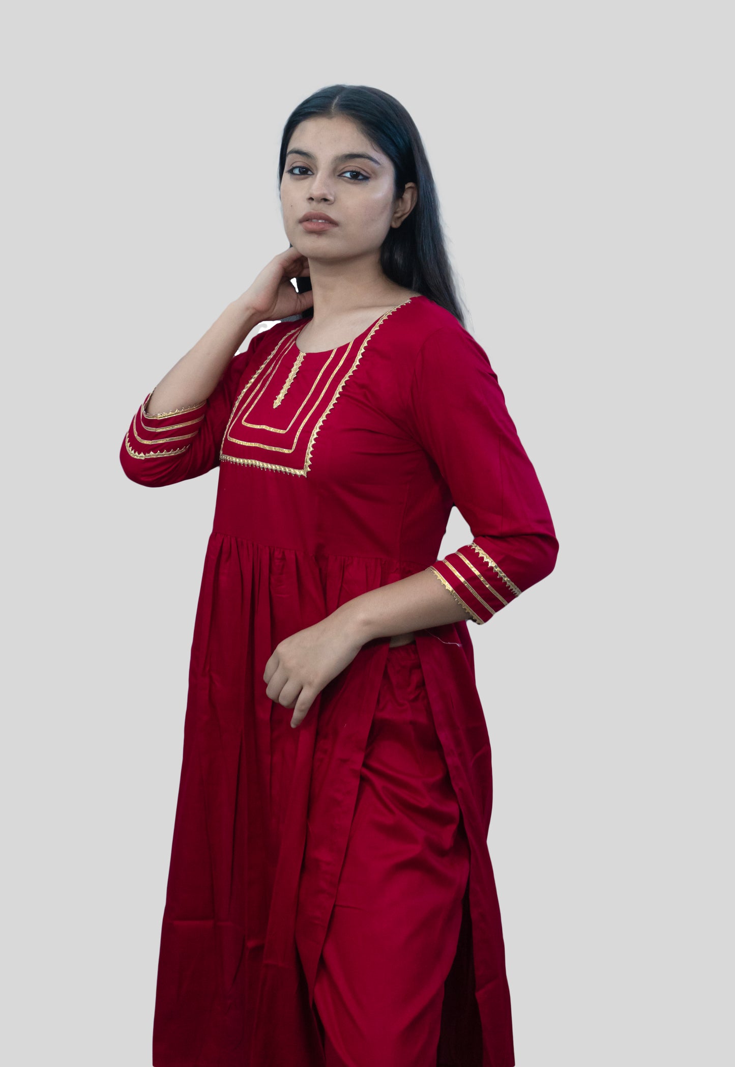 Anikrriti's Red Party Wear Nyra Cut Suit with Dupatta