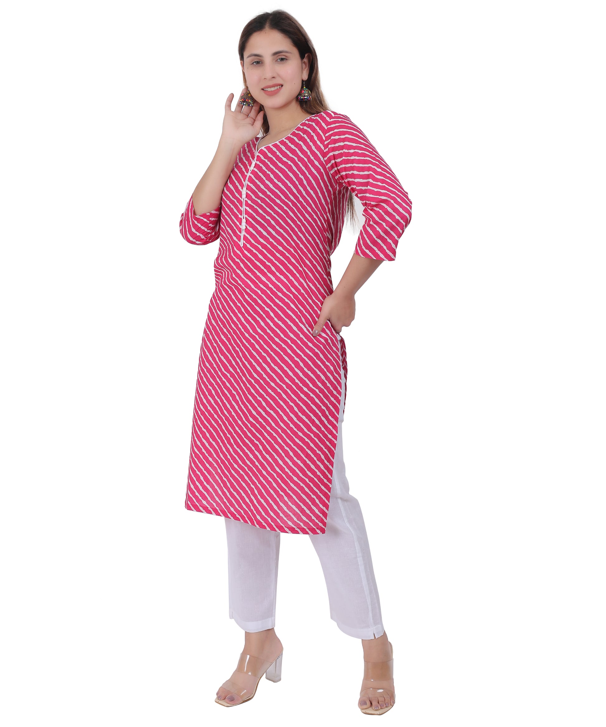 Anikrriti Cotton Leheriya Kurti- Colors available - Anikrriti
