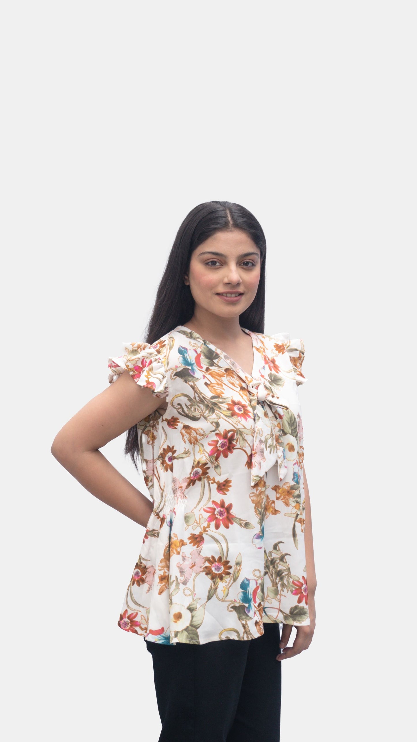 "Georgette Top with Neck Tie by ANIKRRITI"