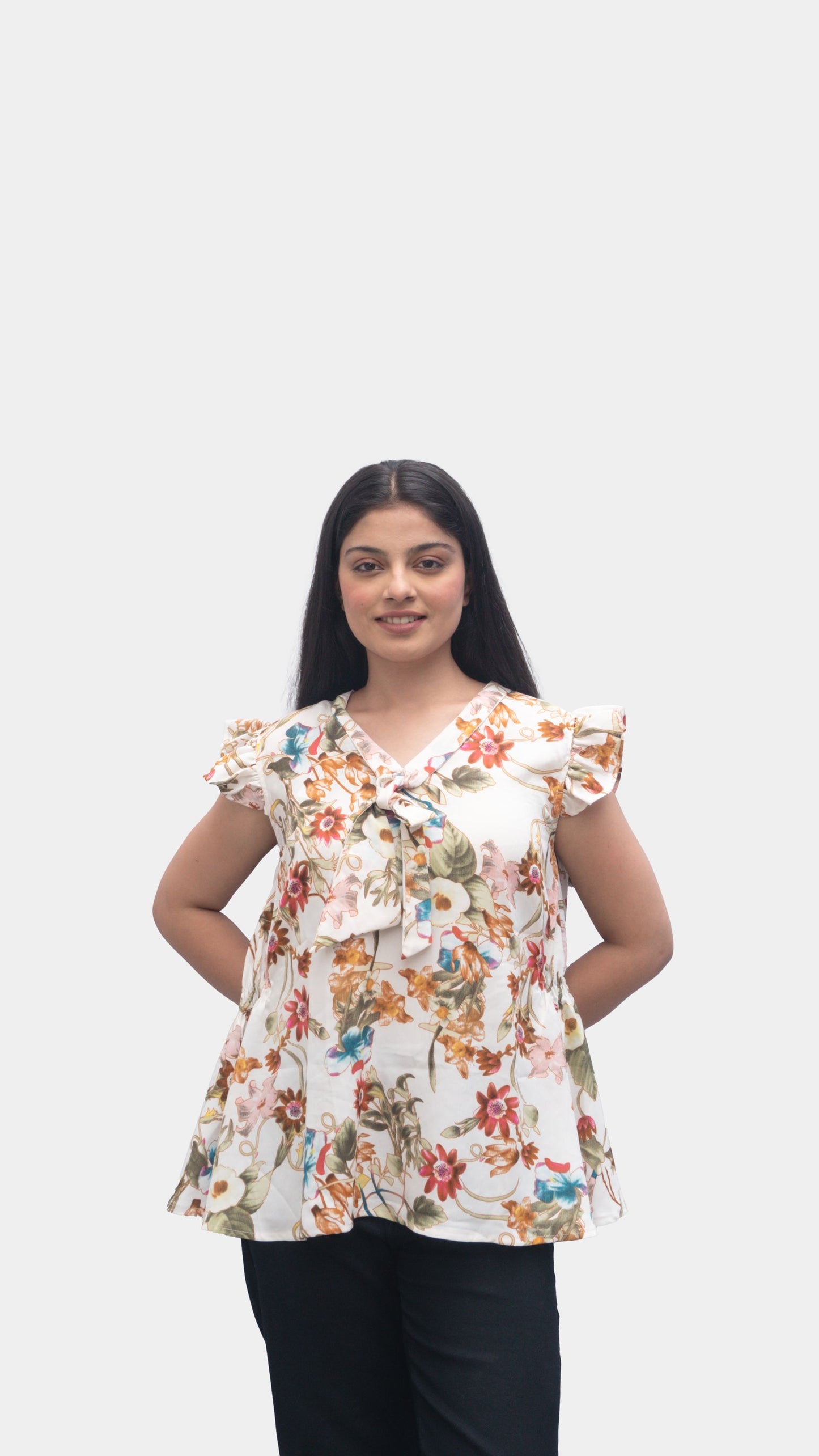 "Georgette Top with Neck Tie by ANIKRRITI"