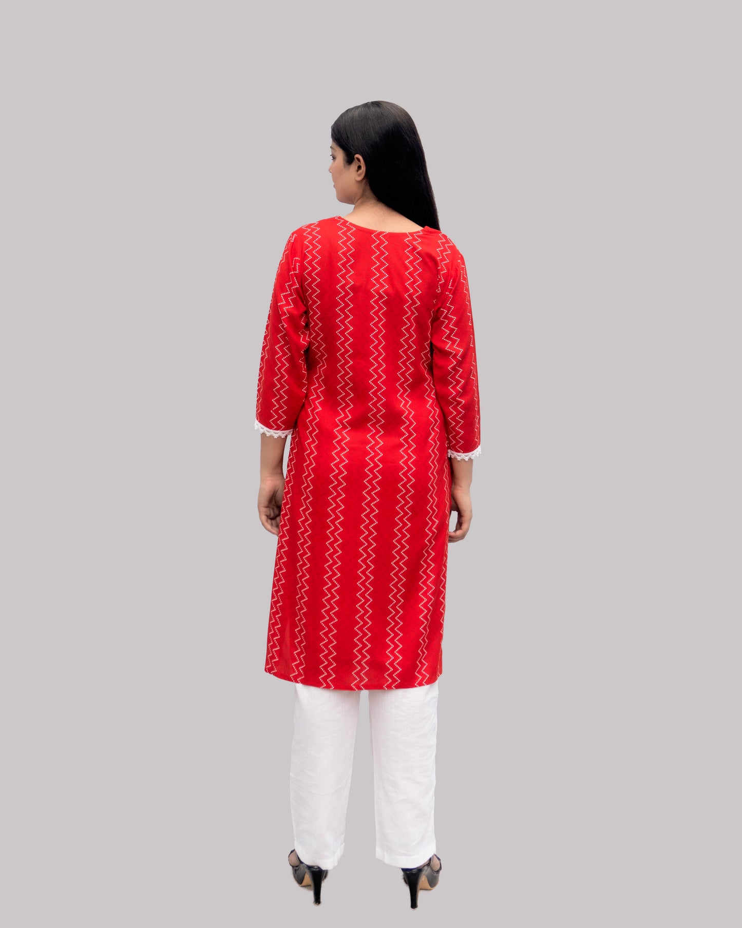 Red Cotton Suit with White Palazzo: Chic Summer Style"